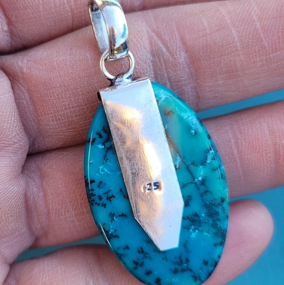 🩵Marine Dendritic & Larimar Sterling Silver Pendant - Picture 2 of 2